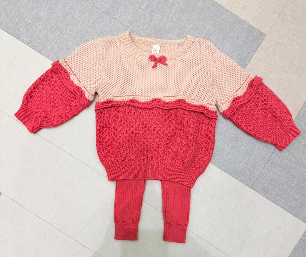 TC008SR/TC026RR AMELIE SWEATER/LEGGING SET - SHELL PINK/ROSE RED