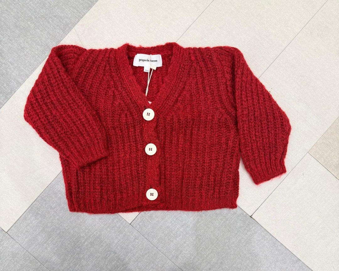2078 BABY CARDIGAN FUZZY OLD RED