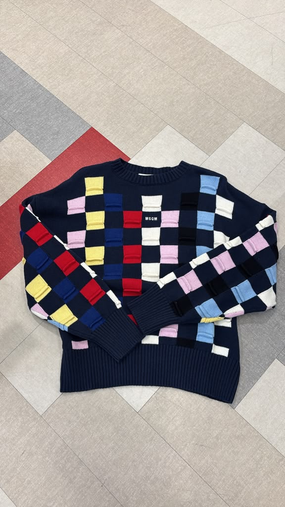 F6MSJGJP059 BLUE BLAC JACQUARD JUMPER GIRL