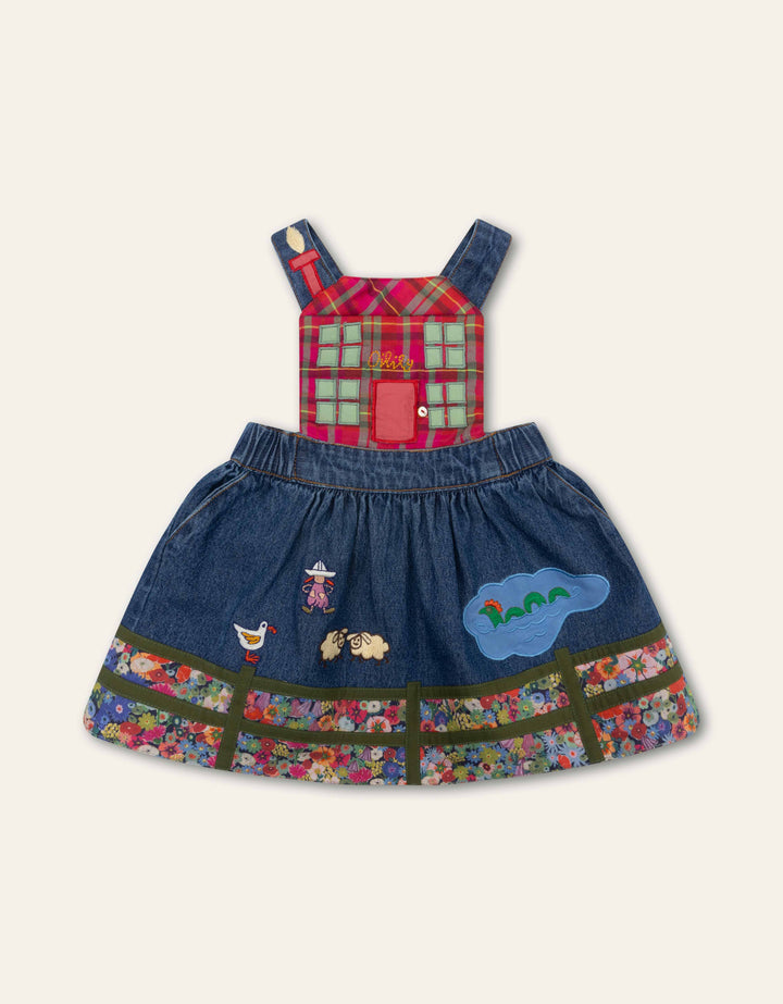 YF25GDR001-DAHOUSE OVERALL DRESS-513 NAVY MULTI