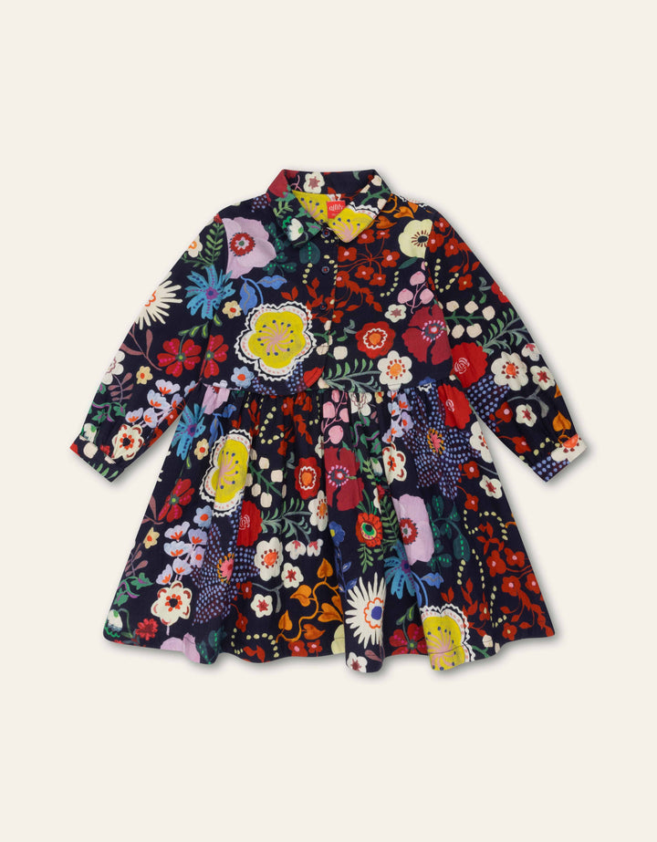 YF25GDR206-DELPHIA LONG SLEEVE FLORAL DRESS-513 NAVY MULTI