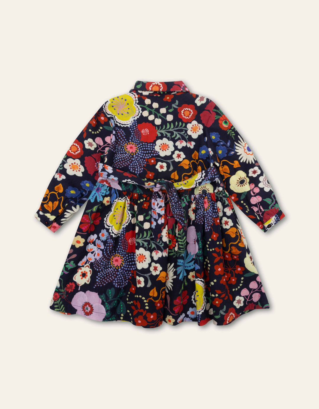 YF25GDR206-DELPHIA LONG SLEEVE FLORAL DRESS-513 NAVY MULTI