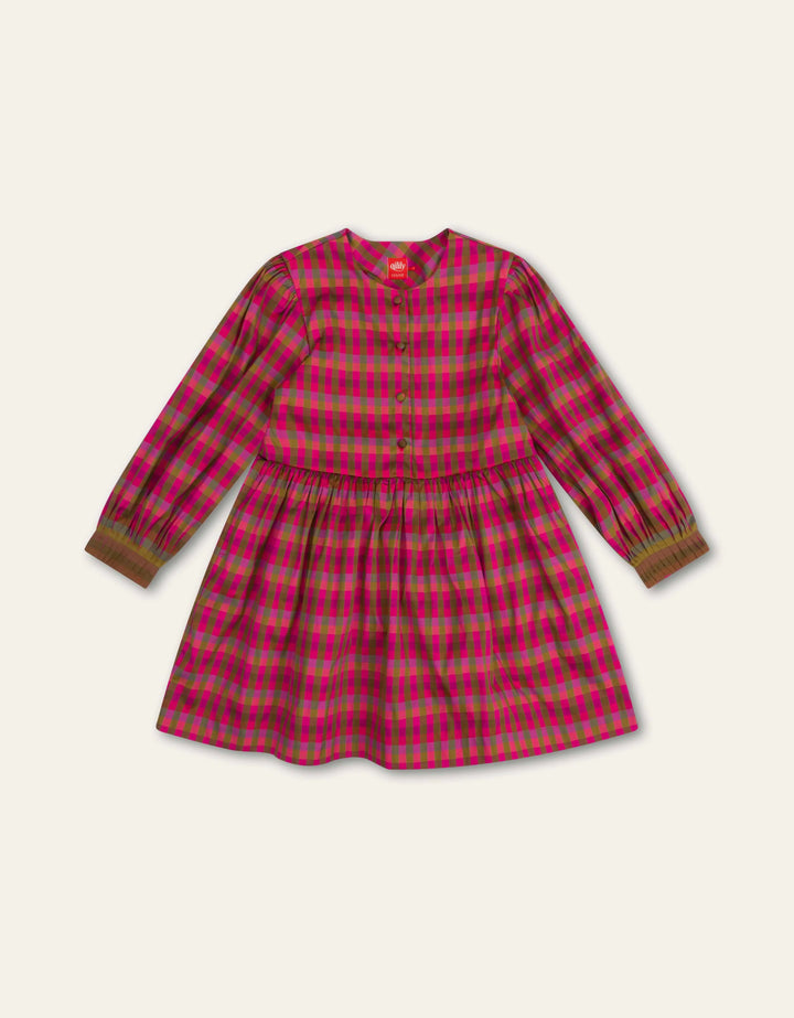 YF25GDR212-DUCHESS LONG SLEEVE PLAID DRESS-720 PLAID MOSS