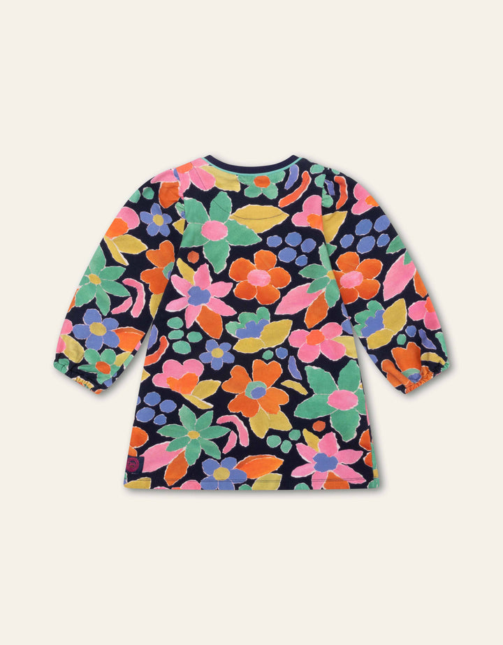 YF25GDR264-DEXIETTE LONG SLEEVE FLORAL DRESS-513 NAVY MULTI