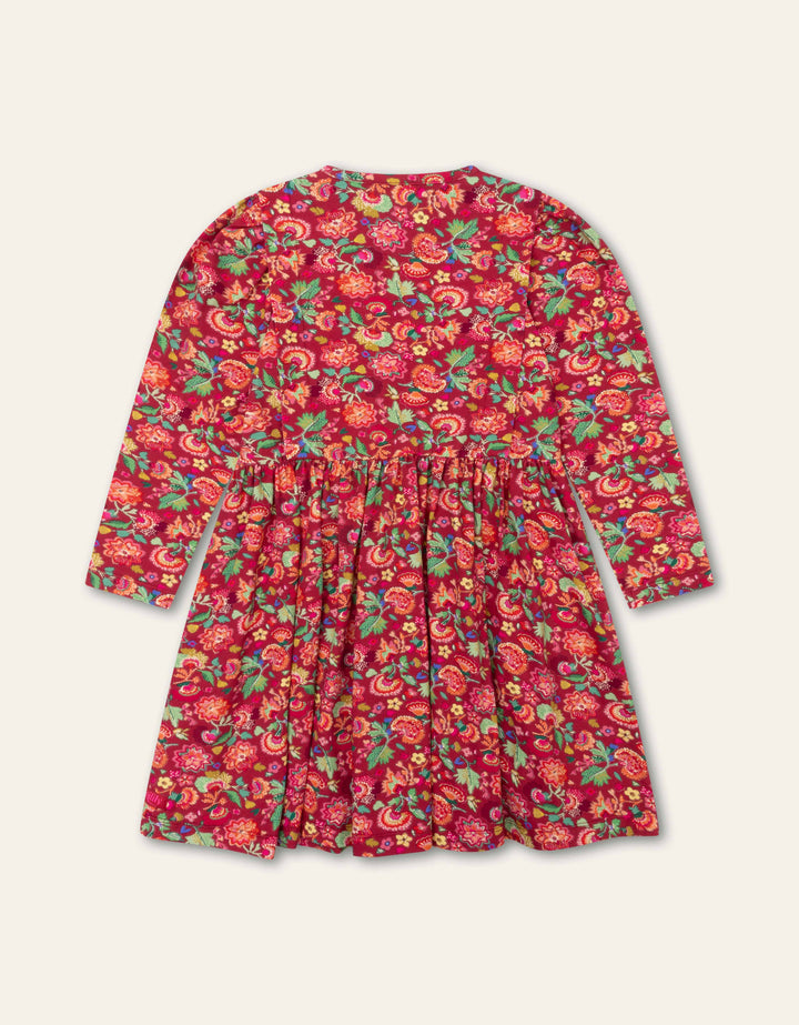 YF25GDR288-DREAMZ LONG SLEEVE FLORAL DRESS-209 PERSIAN RED