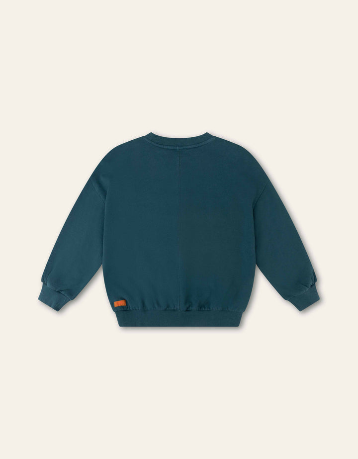 YF26BHJ501 DEEP TEAL BOYS HARVEY LOGO CREWNECK SWEATSHIRT