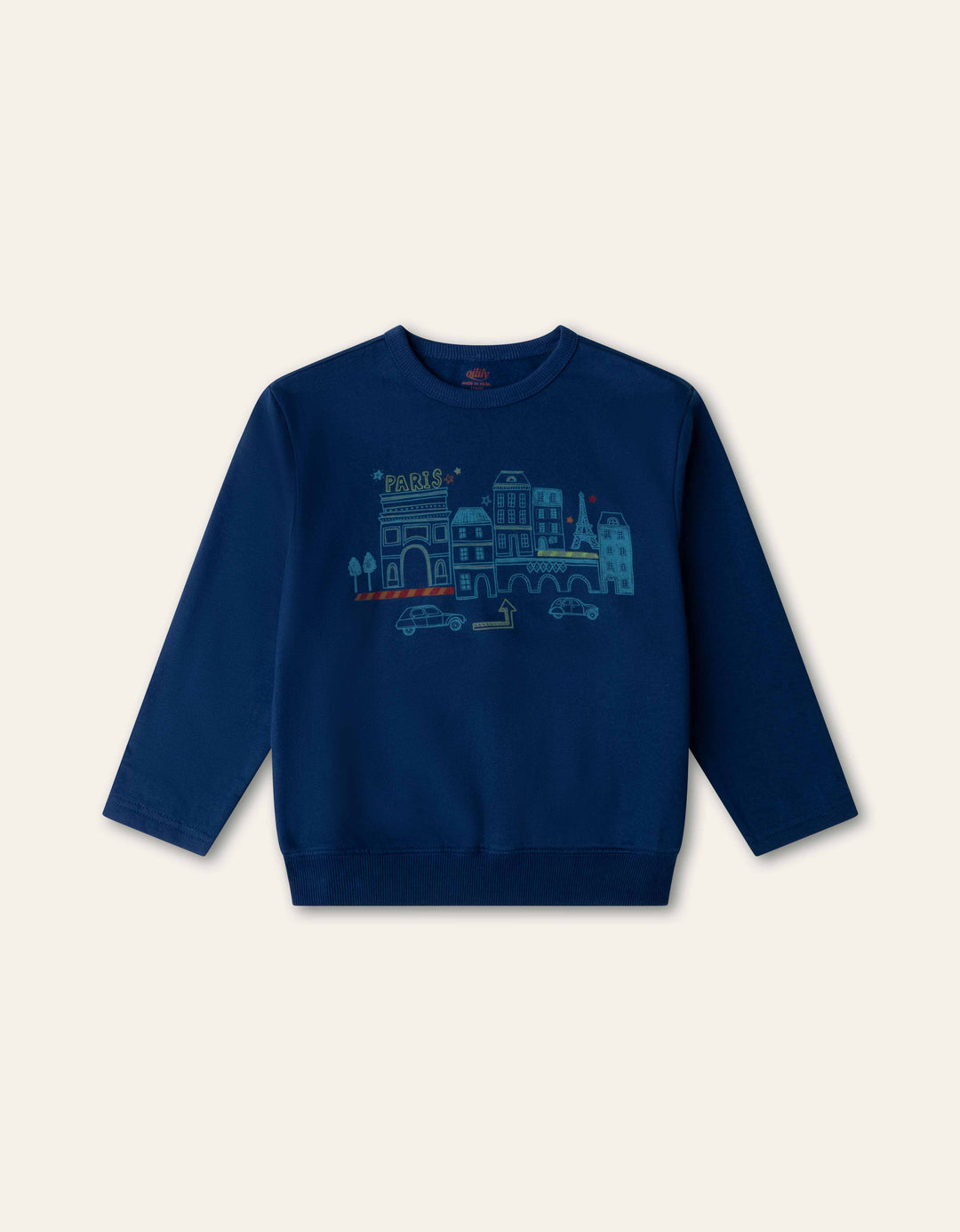YF26BHJ502 BLUE BOYS HECTOR PARIS GRAPHIC CREWNECK SWEATSHIRT