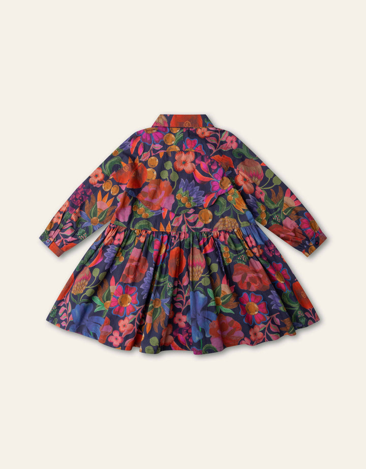 YF26GDR207 BLUE GIRLS DJULIETTE BOTANIQUE DRESS