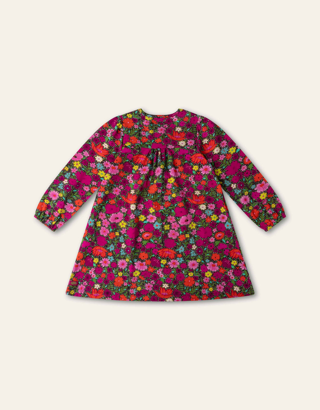 YF26GDR281 MAGENTA GIRLS DAME LS FLORAL DRESS