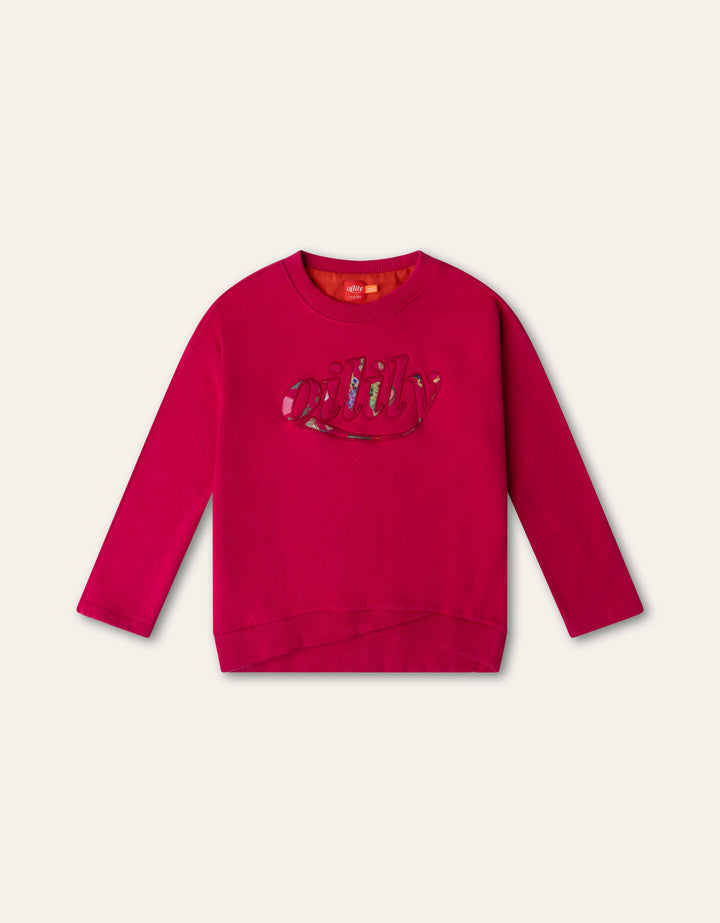 YF26GHJ202 FUCHSIA GIRLS HEUREUX LOGO CREWNECK SWEATSHIRT