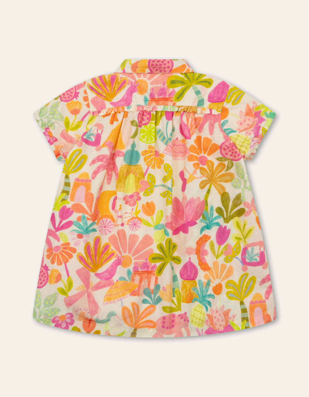 017 DALOO GIRLS FLORAL DRESS - ALMOND OIL