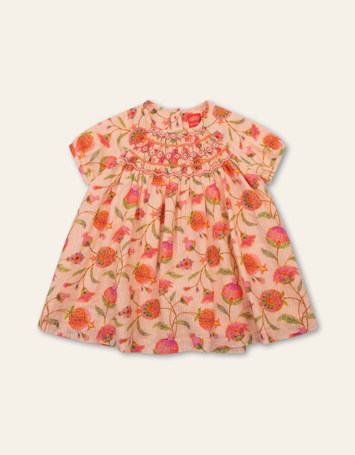 320  DORISSA GIRLS FLORAL DRESS - PEACH