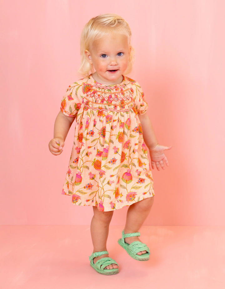 320  DORISSA GIRLS FLORAL DRESS - PEACH