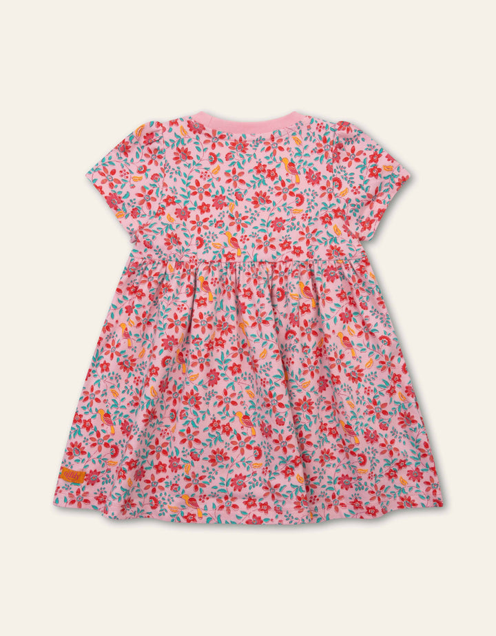 326 DOODLE GIRLS SS FLORAL DRESS - CANDY PINK