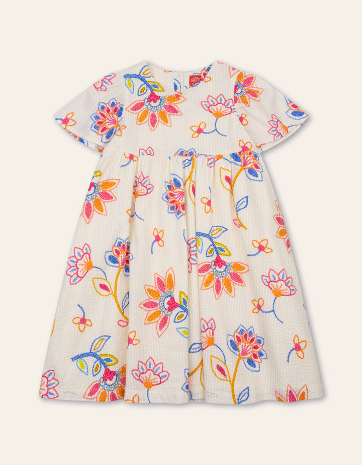 002 DILLI GIRLS FLORAL DRESS - WHITE