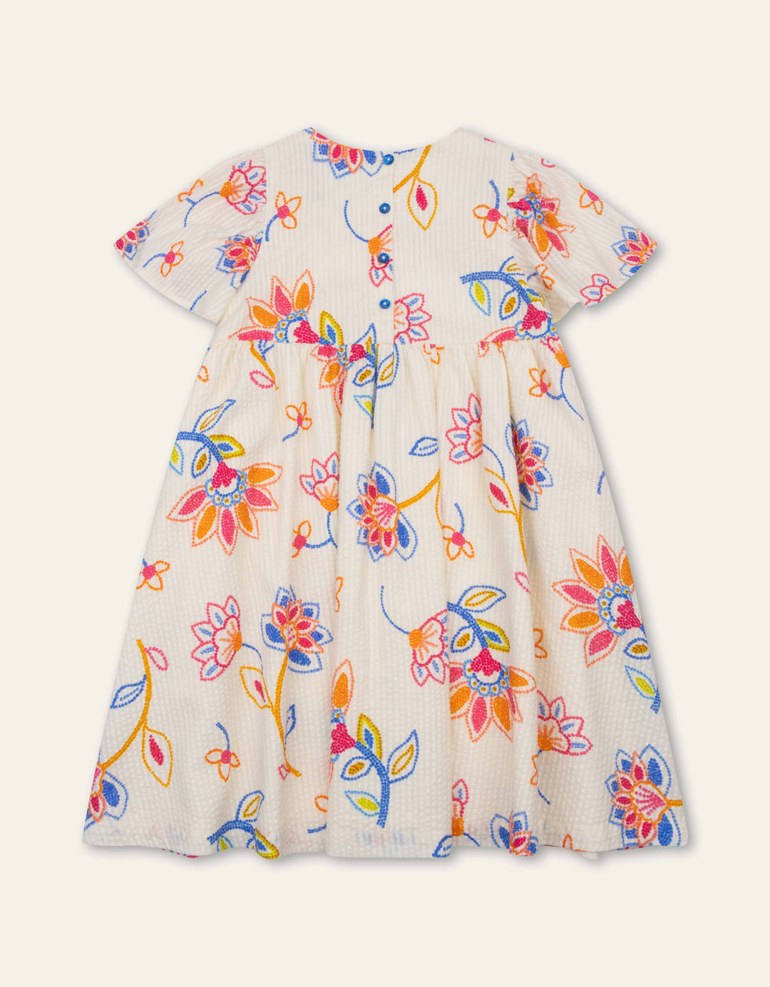 002 DILLI GIRLS FLORAL DRESS - WHITE