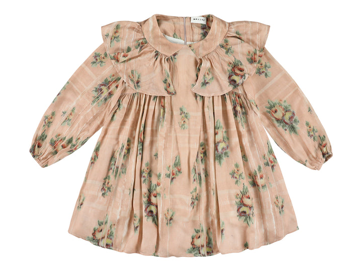 ZABEL LONG DRESS WITH RUFFLES ROSE