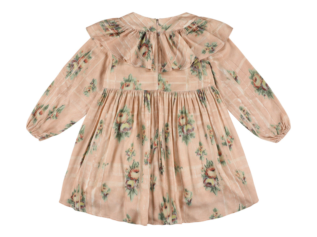 ZABEL LONG DRESS WITH RUFFLES ROSE