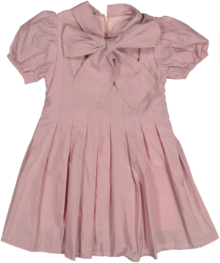 37106 DRESS S/SLV -MIC TFT PINK-BEIGE