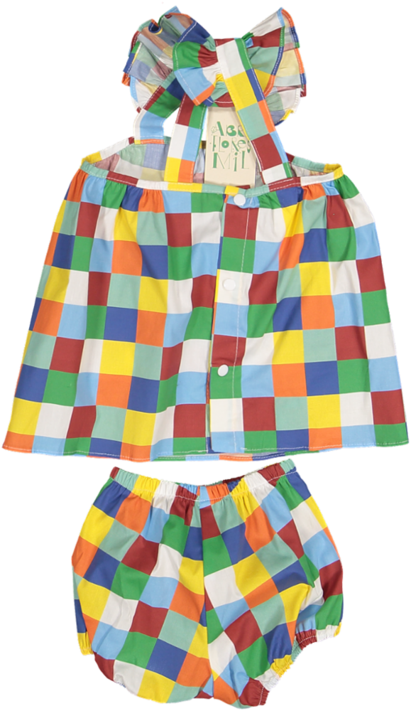 SO00-127 BABY DRESS AND BLOOMER SET - COLOR CHECKED