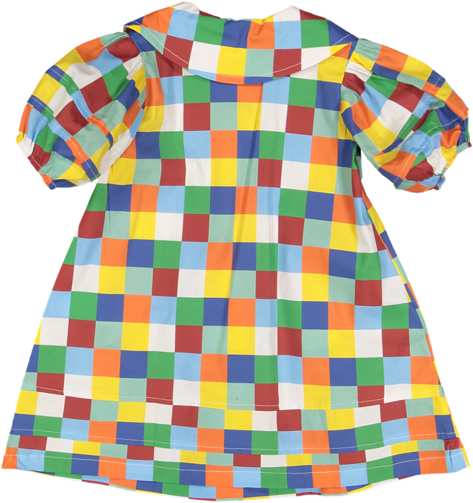 DR24 COTTON PUFF SLEEVE DRESS - COLORED SQUARE
