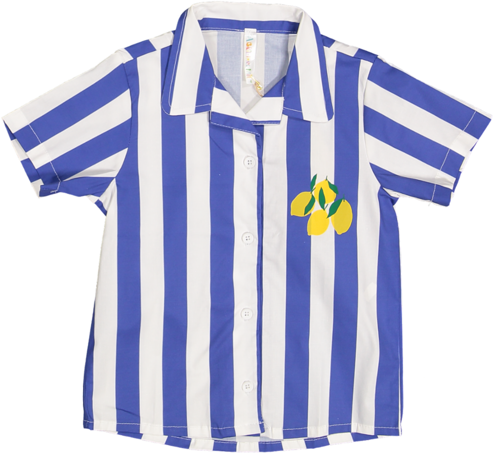 BN00-91 COTTON BOYS SHIRT - STRIPED BLUE