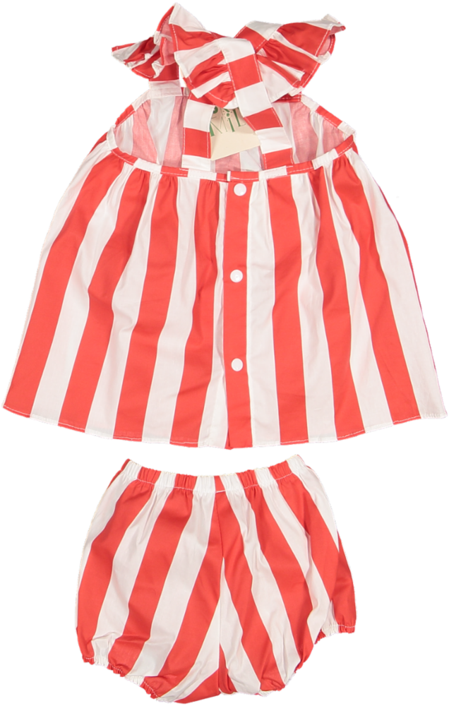 SO00-95 BABY DRESS AND BLOOMER SET - RED STRIPE