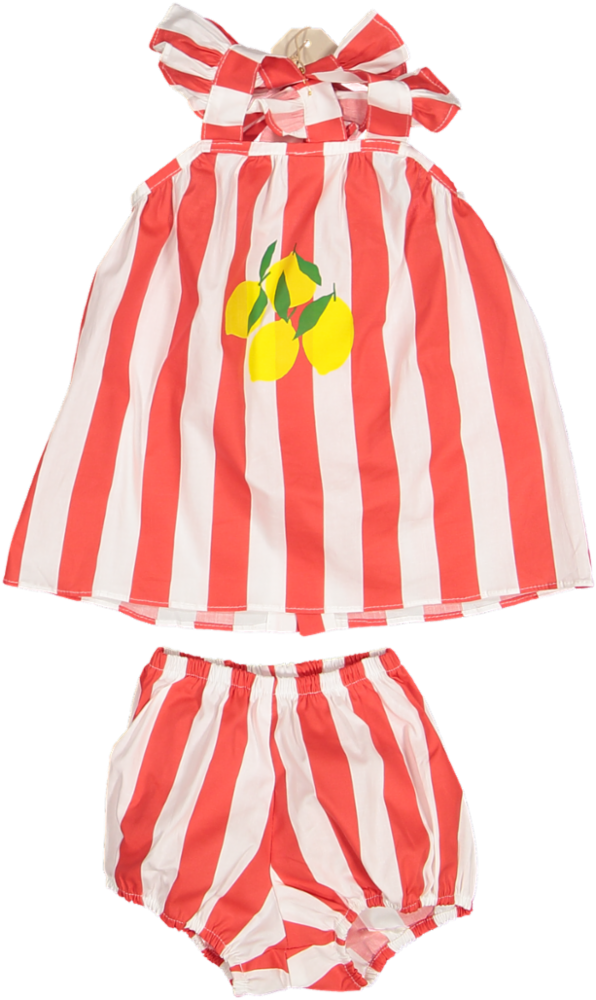 SO00-95 BABY DRESS AND BLOOMER SET - RED STRIPE
