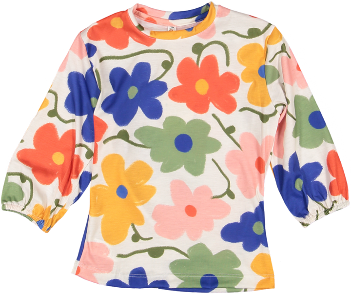 TS88-KIDS T-SHIRT 3/4 SLV-Maxi Flowers