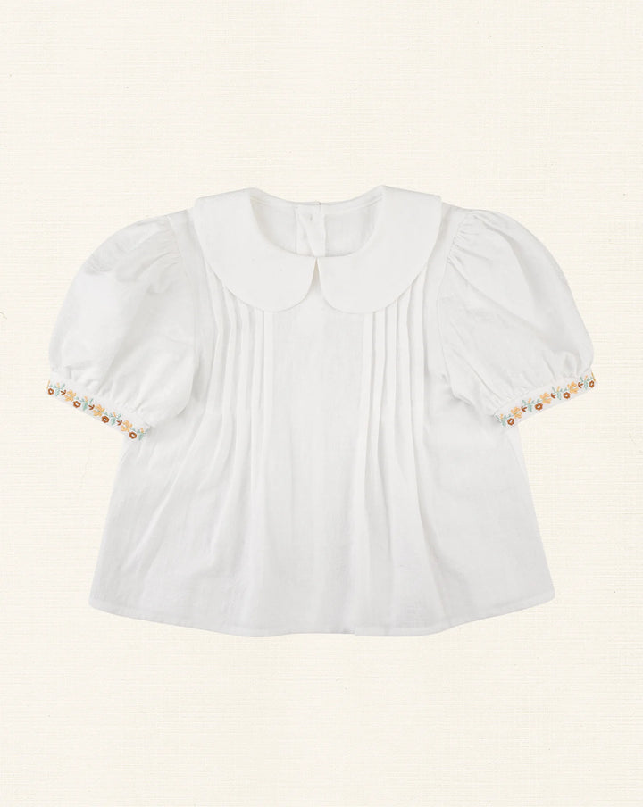 LPSS26021 AURELIA SHIRT WITH 3/4 BALLON SLEEVES AND EMBROIDERED - ECRU
