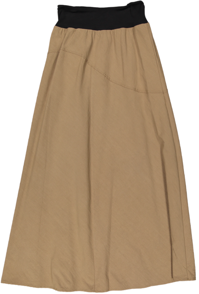 RVS635S-B-High Waistband Drawstring Skirt - Fawn