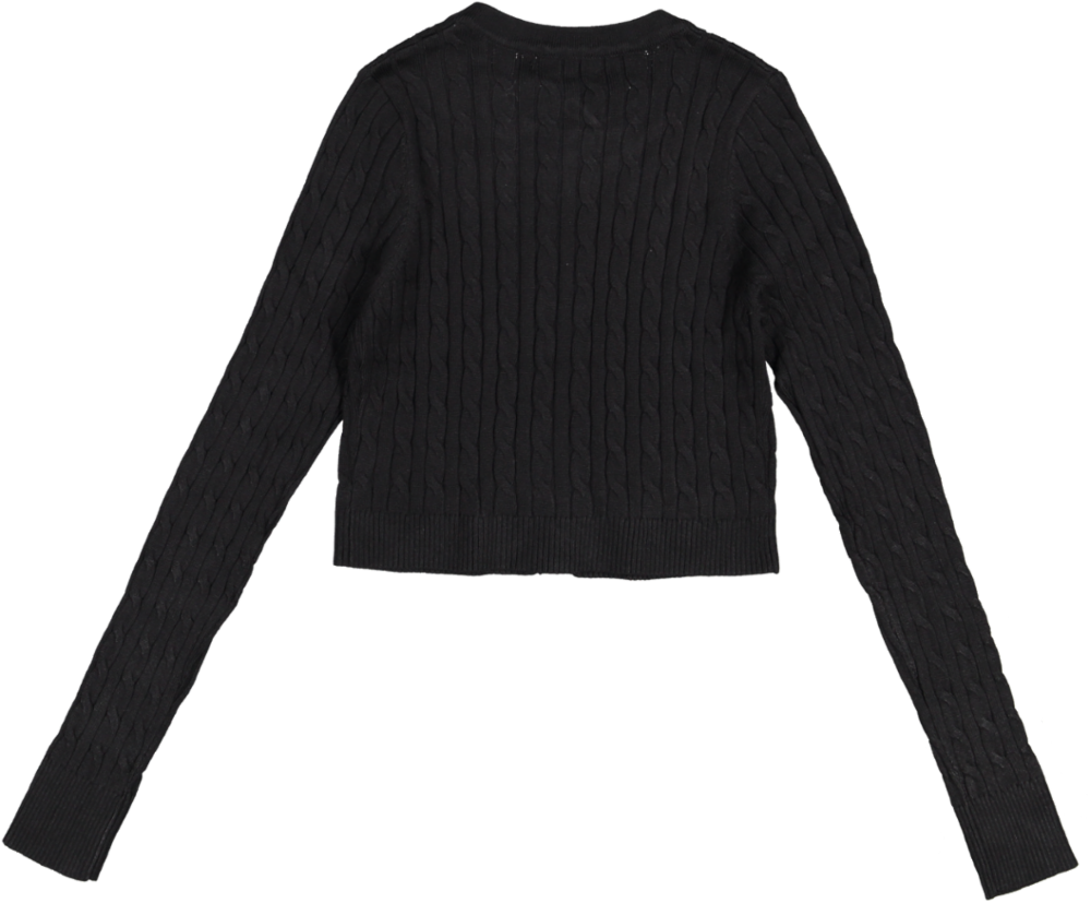 B6W5129T-B-Cable Knit Cardigan-BLACK