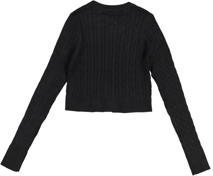 B6W5129T-B-Cable Knit Cardigan-BLACK