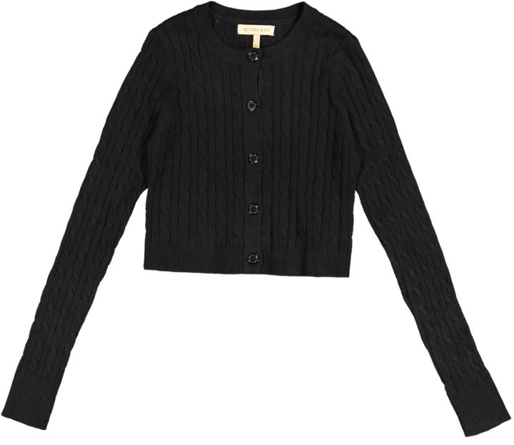 B6W5129T-B-Cable Knit Cardigan-BLACK