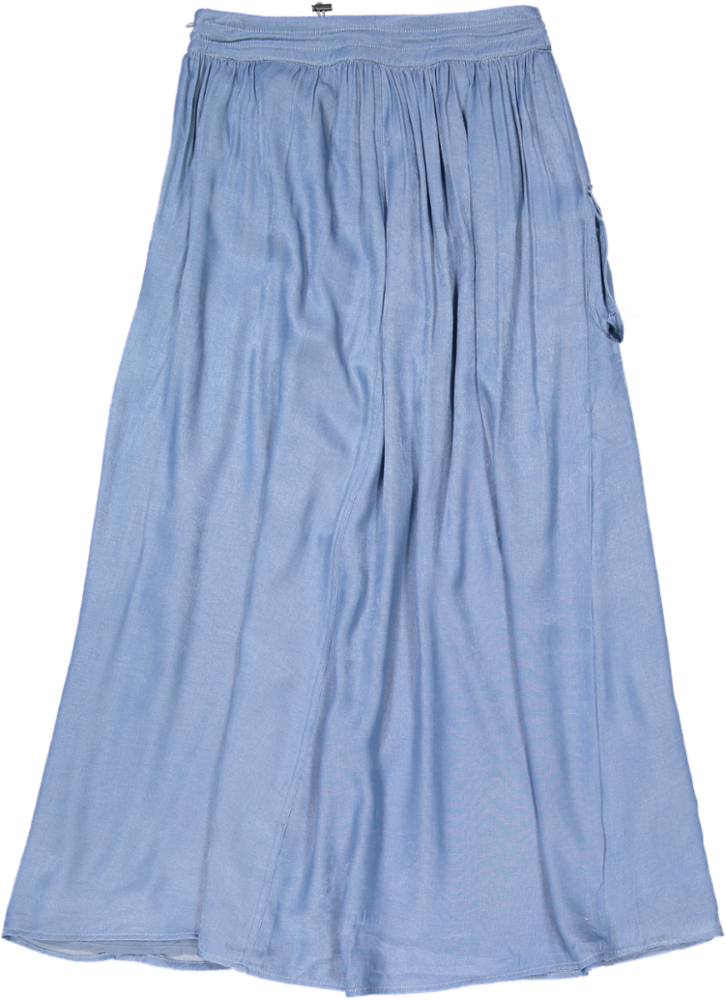 VB5004S-DRAWSTRING POCKET SKIRT -blue denim