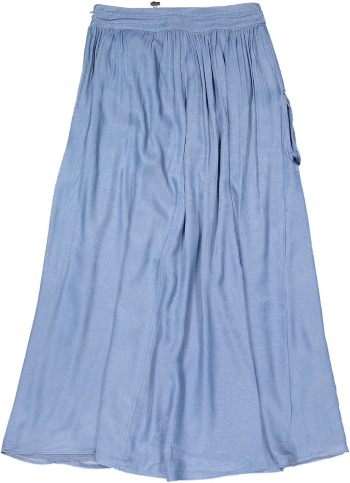 VB5004S-DRAWSTRING POCKET SKIRT -blue denim