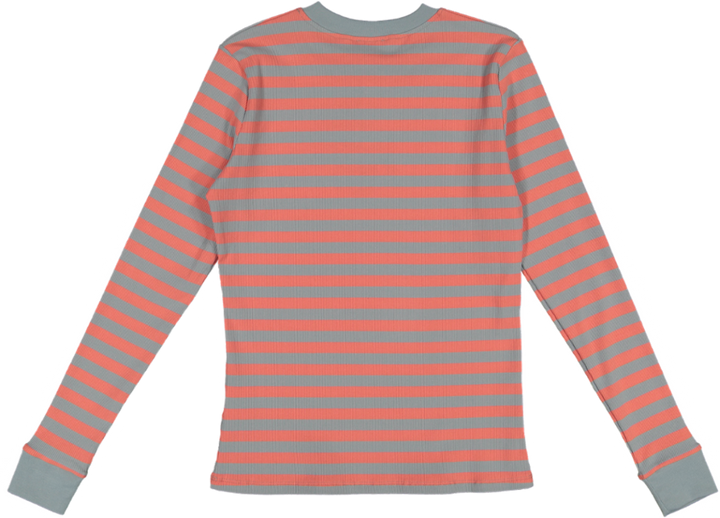 VB5030T-THICK STRIPED BAND T-SHIRT-coral/grey