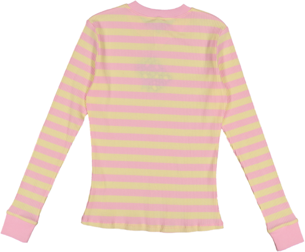 VB5030T-THICK STRIPED BAND T-SHIRT-light pink/yellow