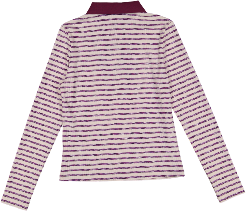 VB5033T-STRIPED HEATHER POLO -cream/purple