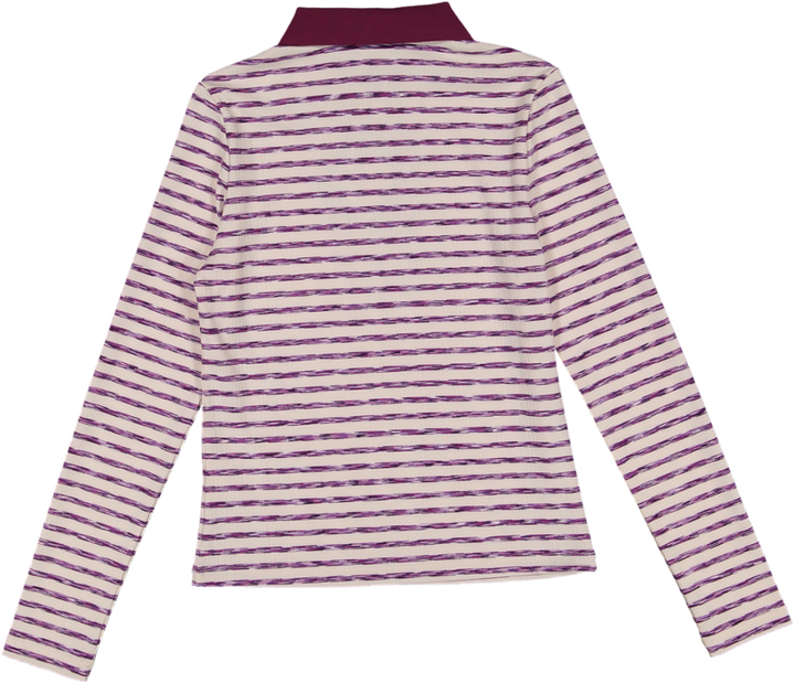 VB5033T-STRIPED HEATHER POLO -cream/purple