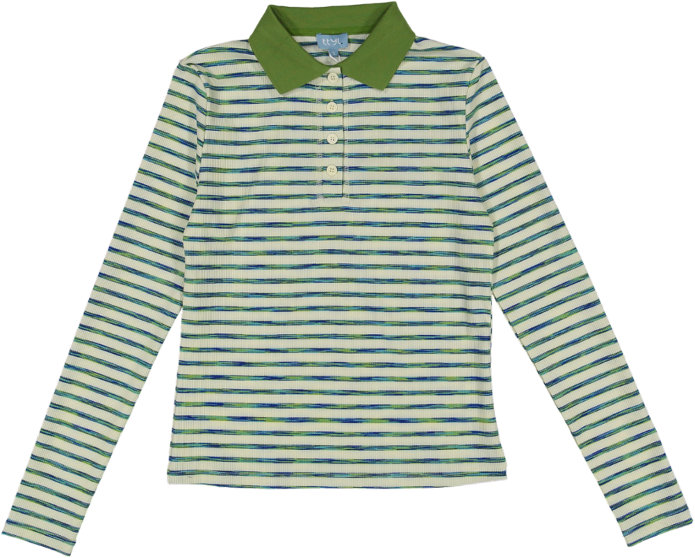 VB5033T-STRIPED HEATHER POLO -cream/green