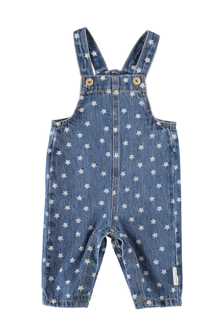 BB2609 BABY DUNGAREES - WASHED NAVY DENIM W/ STARS