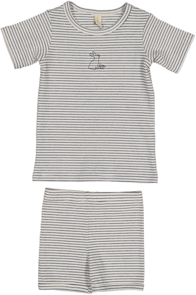 BLSS26077SS-Bunny Short Sleeve Top & Shorts-Navy/White