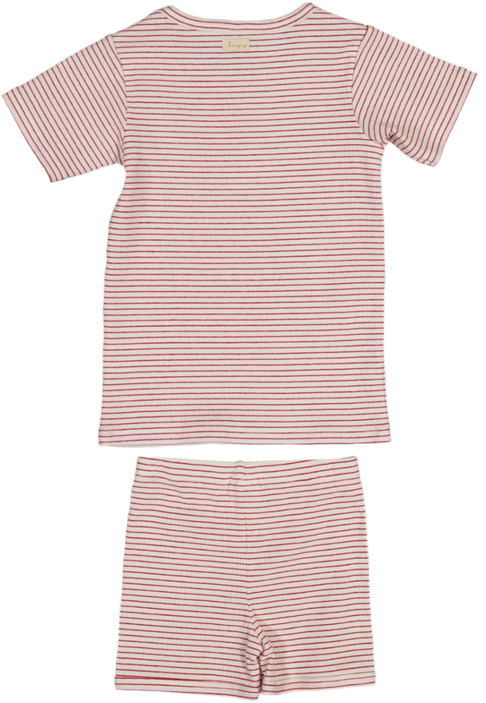 BLSS26077SS-Bunny Short Sleeve Top & Shorts-Red/White