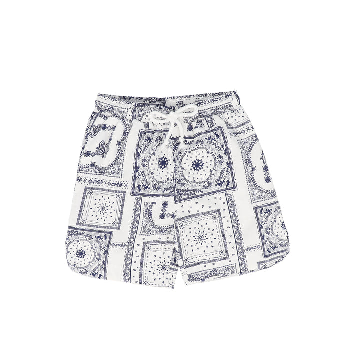 C-19211-Paisely Handkerchief Print Shorts -Navy