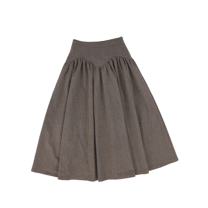 C14096-WOOL V DETAIL MIDI SKIRT-Taupe