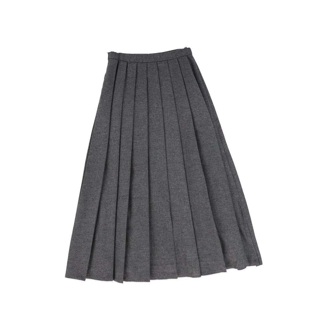 C14101-WOOL PLEATED MAXI SKIRT-Grey