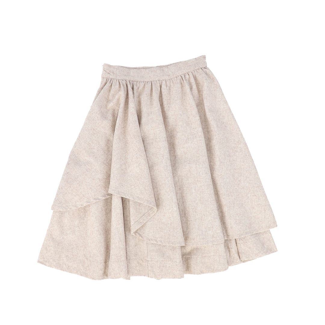 C14147-WOOL LAYERED SKIRT-Oatmeal