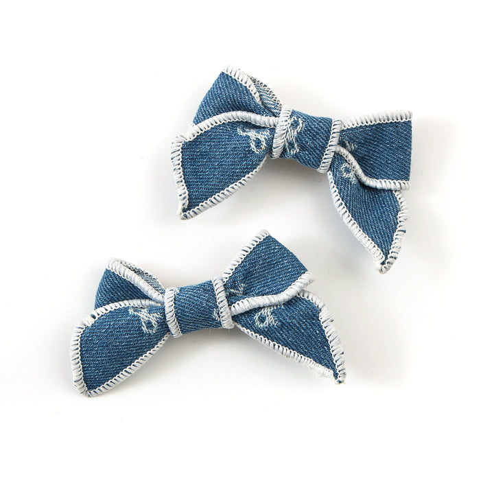 DSBDC001 RAE SIGNATURE BOW PRINTED DOUBLE CLIP SET LIGHT JEAN WASH