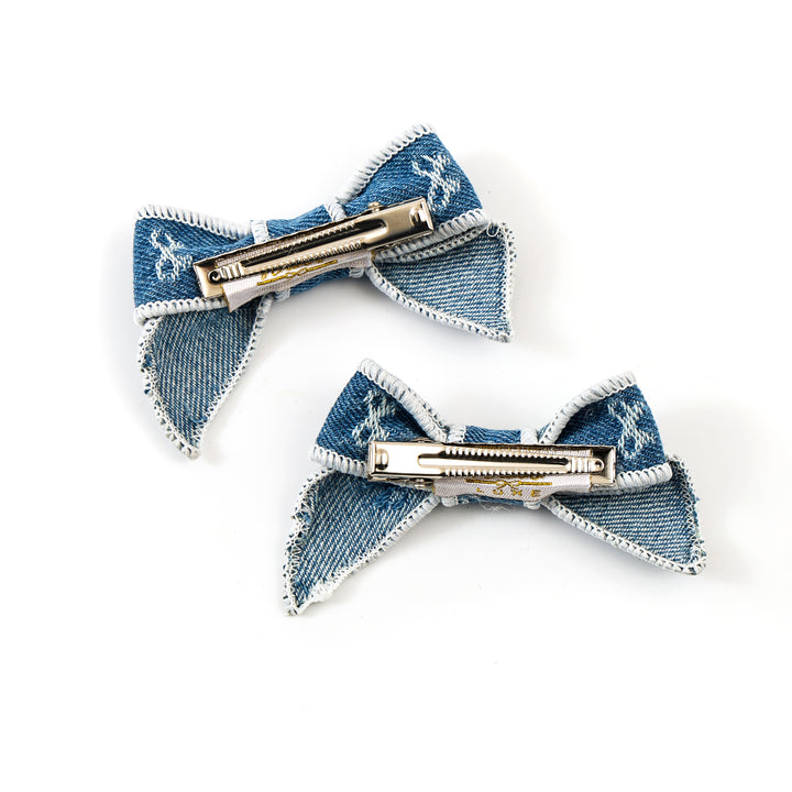 DSBDC001 RAE SIGNATURE BOW PRINTED DOUBLE CLIP SET LIGHT JEAN WASH